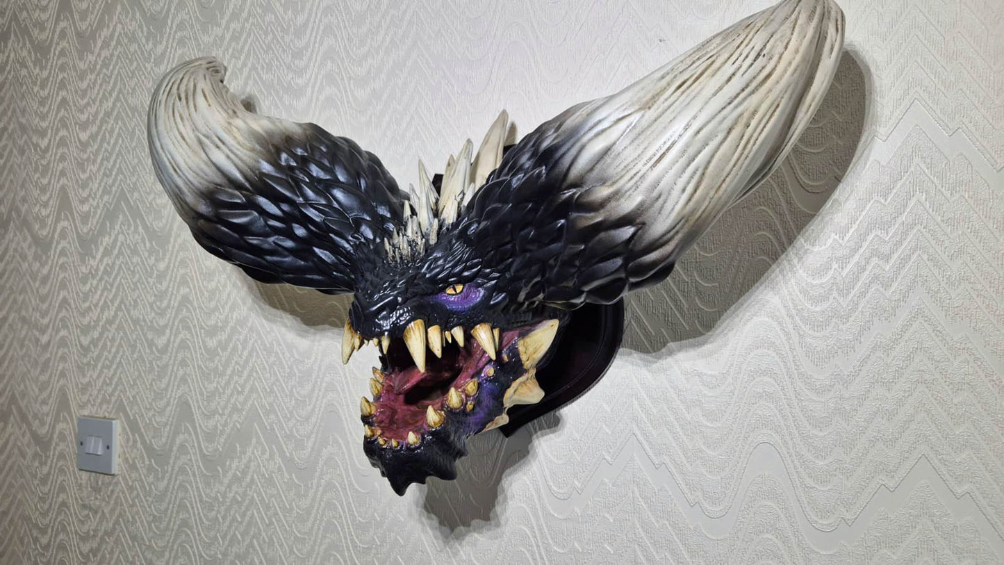 Large Nergigante Head Wall Mount with Illuminated Eyes