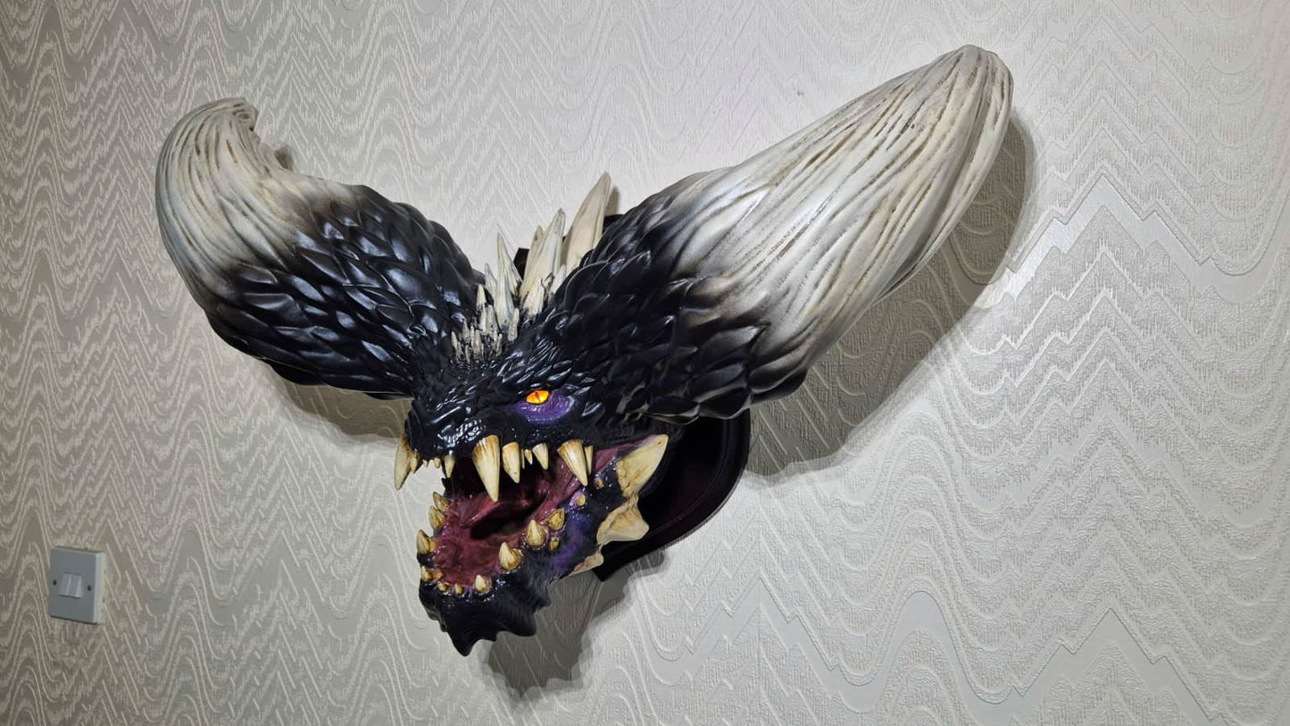 Large Nergigante Head Wall Mount with Illuminated Eyes