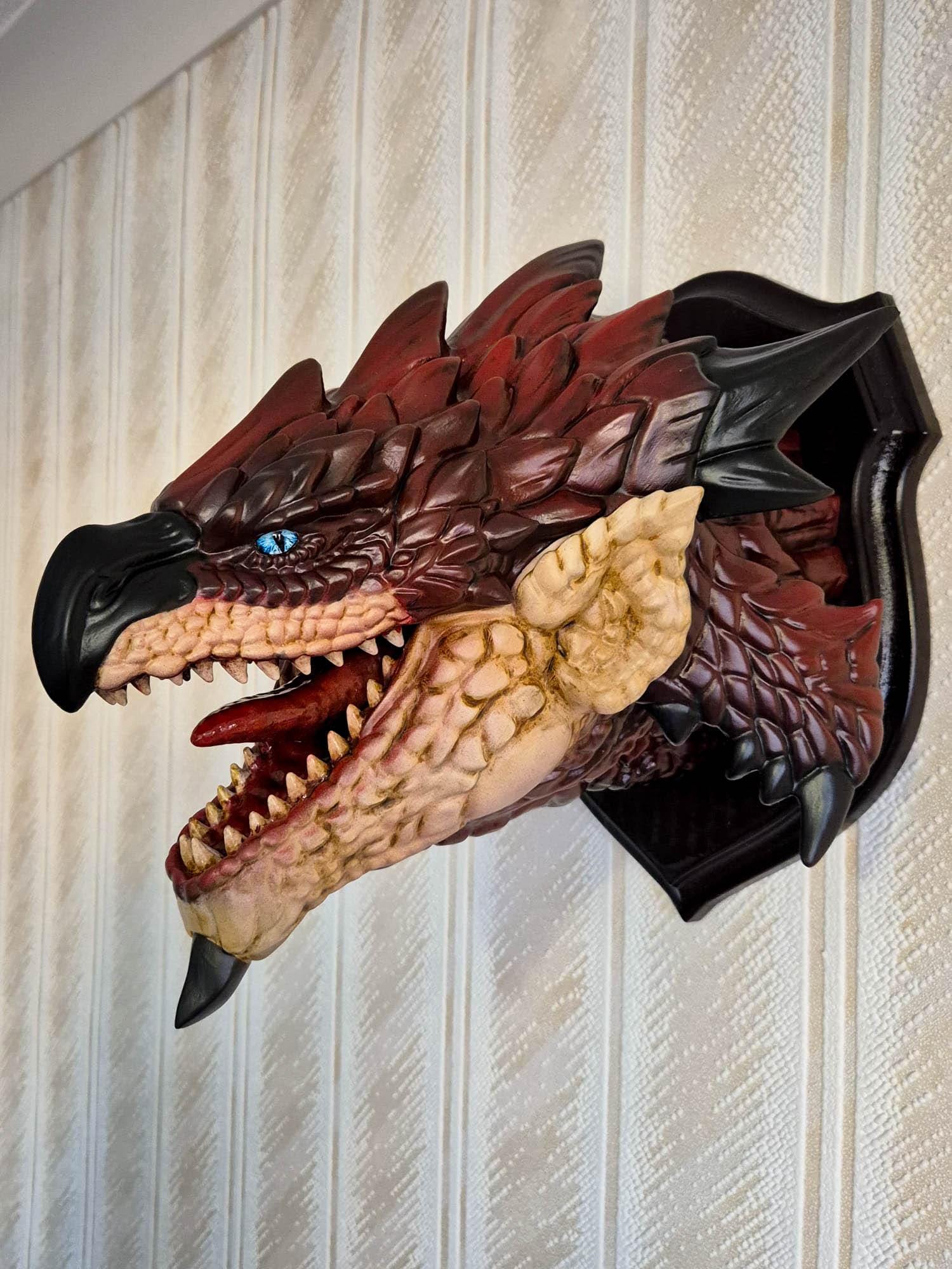 Large Rathalos Head Wall Mount from Monster Hunter Wilds hand painted